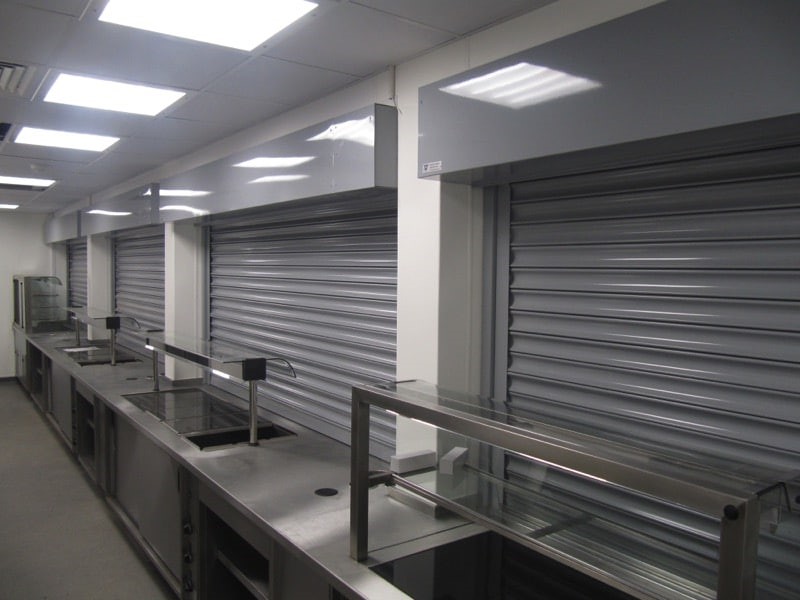 RSFS1 Fire Shutters installed in a Canteen